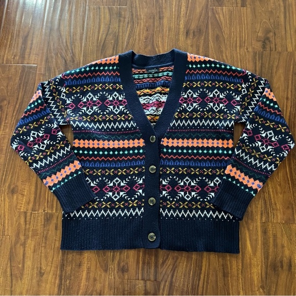 Talbots V-Neck Sweater Cardigan Fair Isle Delight size small - Picture 4 of 10